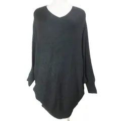 プラステ PLST 美品 ニット ドルマンスリーブ セーター 長袖 カシミヤ混 Vネック 2 M相当 黒 ブラック X