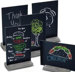 NOELAMOUR 卓上ミニ ブラックボード 黒板 両面 5個 22x15cm 木製スタンド メニューボード メニュースタンド POP 案内用 カフェ 店舗用 (5個)