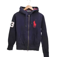 ポロラルフローレン POLO RALPH LAUREN ビッグポニー刺繍 裏地チェック ナンバリング ダブルジップパーカー メンズ JPN：XS 