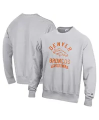 チャンピオン メンズ アウター パーカー・スウェット スウェット シャツ フリース Champion Mens Heather Gray Denver Broncos Reverse Weave Fleece Pullover Sweatshirt Heath