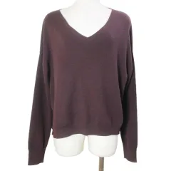 アルアバイル allureville ウールニット 201720-16-490-44-020 セーター 長袖 厚手 Vネック 2 M相当 紫 パープル X