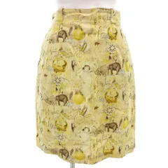 クリスチャンディオール Christian Dior SPORTS ヴィンテージ タイトスカート イージー 総柄 リネン混 ミニ 黄 イエロー /AE ■GY18