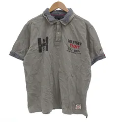 トミーヒルフィガー TOMMY HILFIGER ポロシャツ ロゴ 鹿の子 XXL グレー /JS ■GY61