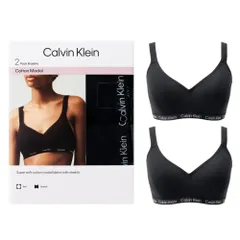 新品 カルバンクライン ワイヤレスブラ 2枚組 M ブラック コットンストレッチ素材 アンダーバスト部分にロゴあり 70C-80B／34C-36C BRA