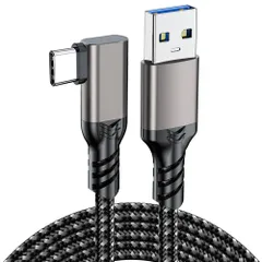 USB Type-C ケーブル L字型 1.5M USB-A to USB-C ケーブル 【10Gbpsデータ転送 3A/20V急速充電】 USB3.2 Gen2標準 QC3.0対応 ナイロン編み MacBook Pro/Air、iphone17、G ...