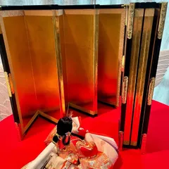 新品☆15号☆六曲 特選金屏風☆二枚セット☆高さ45㎝☆伝統美☆雛祭り☆雛人形☆お雛様☆和のディスプレイにも☆レフ板効果で映え写真