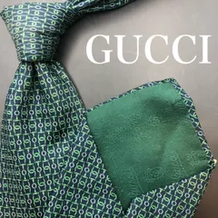 【極美品】GUCCI シルク ネクタイ 総柄 GG柄 グリーン イタリア製