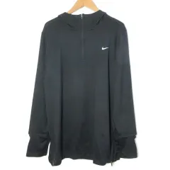 ナイキ NIKE 美品 Element UV フーデッドランニングジャケット FB5314-010 ハーフジップ DRI-FIT ロゴプリント サムホール 大きいサイズ XL 黒 ブラック /X