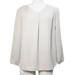 インディヴィ INDIVI ブラウス プルオーバー 8分袖 Vネック 38 M相当 ベージュ /X