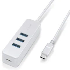 エレコム USBハブ Type-C USB-A 3.0×3ポート USB PD 60W対応Type-C×1ポート ケーブル30cm マグネット付 ホワイト U3HC-T431P5WH