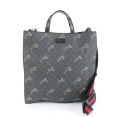 極美品 グッチ GGスプリーム タイガー 495559 レザー 2WAY トート バッグ 斜め掛け ショルダー 通勤 A4 メンズ REM DJ8-10【中古】