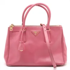 美品 プラダ サフィアーノ ガレリア レザー 2WAY ハンドバッグ 斜め掛け トート ショルダー 本革 ピンク レディース MMM DJ52-10【中古】