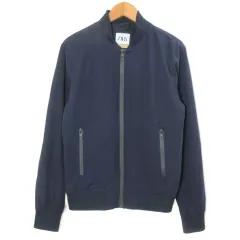 ザラ ZARA ボンバージャケット ブルゾン ナイロン ジップアップ 裏メッシュ S 175/92A ダークネイビー /X