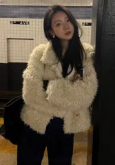 (入荷遅延解除) ボタンファージャケット (冬ジャケット ファー スウェード jk アウター ファージャケット)