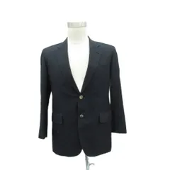 ミラショーン mila schon スーツ テーラードジャケット シルク 黒 ブラック ストライプ柄 シングルボタン ミドル丈 /YS41 ■GY60