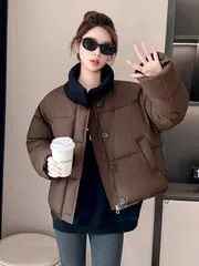 新作)ニット タートルネック シャーリング オーバーサイズ ダウン アウター (44681) オーバーサイズ、ルーズフィット