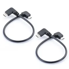 2個 Type-C - micro5p OTG データケーブル Android フォンから DAC ヘッドフォン アンプへのデコード CからマイクロUsbケーブル90度マイクロ5ピンオスからUsbCオス延長 送電線(ブラック）