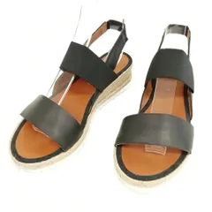 エストネーション ESTNATION ダブルソール レザー ストラップ サンダル エスパドリーユ 36 ブラック