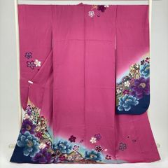 6k930 色掛下 正絹 袷 花嫁衣裳 紫 青 赤 金色 緑 白 花柄 和装 - メルカリ