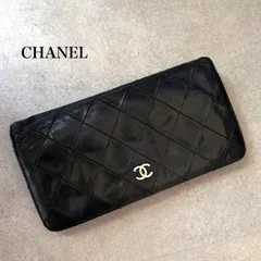 CHANEL シャネル ココマーク マトラッセ 二つ折り長財布 タイムレスクラシック ブラック ラムレザー ロングウォレット