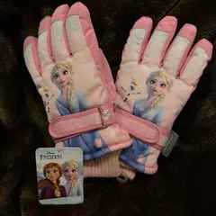 アナと雪の女王 エルサ スノーグローブ 子供用（推奨4～10歳）スキー手袋 ピンク