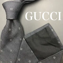 【美品】GUCCI グッチ ネクタイ 総柄 GG柄 ブランドロゴ 黒 ブラック