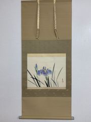 美品 掛け軸 中沢露風作 鉄線花図 共箱 太巻き付 美術年鑑掲載 夏掛け