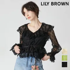【即納】リリー ブラウン LILY BROWN トップス 26春夏 ラッフルレースリボントップス 長袖 ミドル丈 ブラウス チュール 花柄 刺繍 lwfb261120
