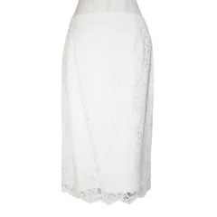 23区 オンワード樫山 美品 レーススカート ひざ丈 タイト 40 L相当 白 ホワイト /X