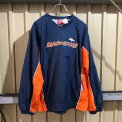 1833 NFL BRONCOS プルオーバーナイロンジャケット ネイビー オレンジ L ナショナルフットボールリーグ ブロンコス 刺繍ロゴ 古着卸 アメリカ仕入