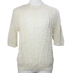 ザラ ZARA サマーニット 5分袖 透かし編み プルオーバー S 165/84A ベージュ /X