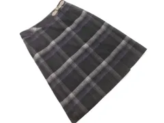 PAUL STUART ポールスチュアート ウール混 チェック ラップ風 Aライン 台形 スカート size6/黒 ◇■ レディース