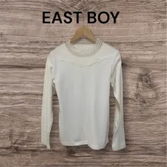 EAST BOY フリル付 ハイネック 長袖カットソー 長袖Tシャツ 白 レース