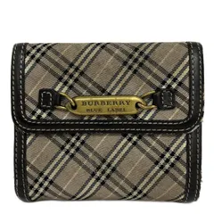 Burberry Blue Label(バーバリーブルーレーベル) 2つ折り財布 ベージュ×ダークブラウン×マルチ がま口/チェック柄 コットン、レザー