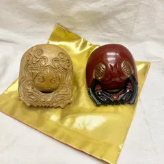 402 木魚 2個セット 彫刻入り 漆塗り 仏具 五重相伝記念 在銘あり 仏教 法具 寺院用