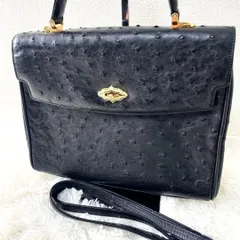 ショルダーバッグ　2way オーストリッチ　ブラック　ハンドバッグ　黒