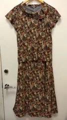 M02　ローラアシュレイ　ブラウス＆スカート　セパレート　セットアップ　9号　洗濯OK　ガーデンフラワー　スカートウエスト総ゴム