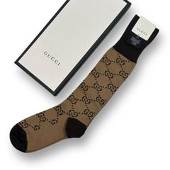 H627 新品未使用 23cm グッチ GGロゴ ラメ ハイソックス レディース