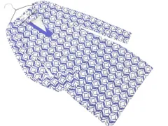 DIANE VON FURSTENBERG ダイアンフォンファステンバーグ シルク100% 総柄 ワンピース size0/白ｘ青 ■◇ レディース