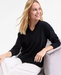 アイエヌシー インターナショナル コンセプト レディース アウター ニット・セーター Vネック セーター INC International Concepts Womens VNeck Sweater Deep Black ブラック