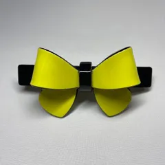ヘアバレッタ　リボン　イエロー ブラック