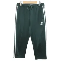 アディダスオリジナルス adidas originals 17FW クロップドトラックパンツ BR6826 ジャージ スリーストライプ ロゴ プリント L ダークグリーン ホワイト /X