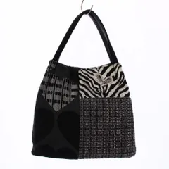 シンクビー! Think Bee ハンドバッグ トート ツイード ハート ゼブラ柄 黒 ブラック グレー /XZ ■GY18
