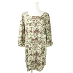 ファヴォリ favori ワンピース ミニ 七分袖 とろみ モザイク 総柄 M 緑 グリーン /AO3