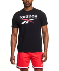 リーボック メンズ トップス Tシャツ ロゴ Reebok Mens Classic Logo TShirt Blackwhtred ブラック