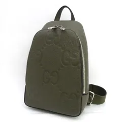 GUCCI / グッチ ◆ジャンボGG スリングバッグ カーキ エンボスレザー クロスボディ 766937 498879 【バッグ/バック/BAG/鞄/カバン】 ブランド【中古】 
