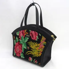 FEILER / フェイラー ◆ハンドバッグ/シュニール織/花柄//ブラック 【バッグ/バック/BAG/鞄/カバン】 レディースファッション【中古】 