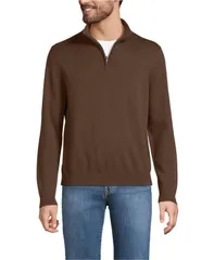 ランズエンド メンズ アウター ニット・セーター ハーフジップ セーター コットン Lands End Mens Long Sleeve Fine Gauge Cotton Quarter Zip Sweater Dark walnut brown ブラウン