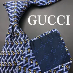 【極美品】GUCCI ネクタイ ブルー イエロー ホワイト 小紋柄 高級感