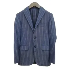リングヂャケット RING JACKET ウール シルク ストライプ シングル 段返り 3B ジャケット テーラード ブレザー 42 ネイビー